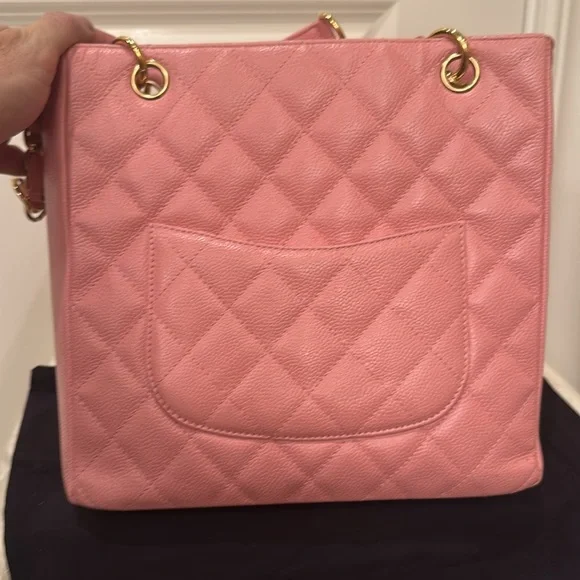 Chanel CC pink quilted Caviar petite shopping Tote GHW - Picture 3 of 6